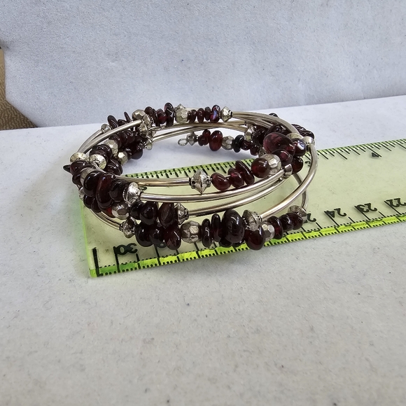 SET! Natural Garnet Bracelets and Red Abalone Bracelet Expandable Sizing (SET) - Picture 7 of 12